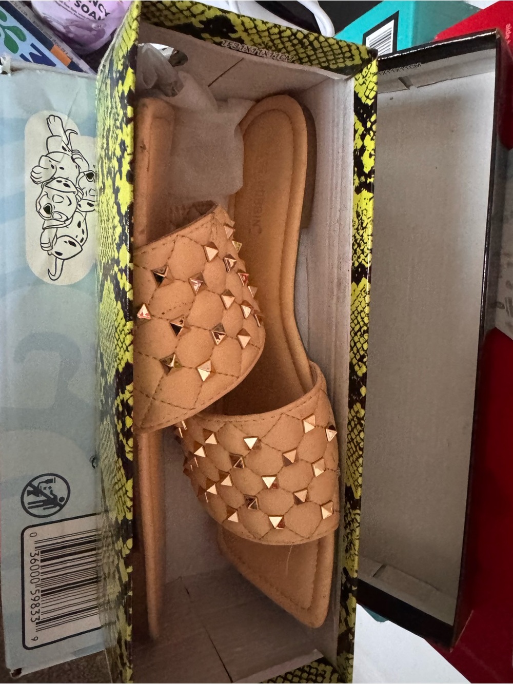Women’s Studded Slide Sandals in Tan - Brand: